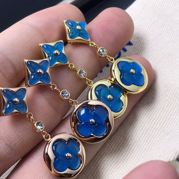 <MAGIC>STAR AND SUN AGATE DIAMOND EARRINGS