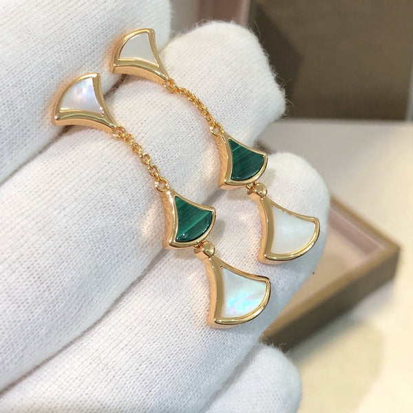 <MAGIC>DREAM EARRINGS 3 MOTIFS MALACHITE MOP PINK GOLD