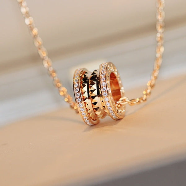 <MAGIC>ZERO 1 ROCK PEDANT PINK GOLD NECKLACE