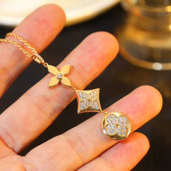 <MAGIC>STAR AND SUN DIAMOND PINK GOLD NECKLACE