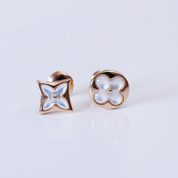 <MAGIC>STAR AND SUN PINK GOLD MOP STUD EARRINGS