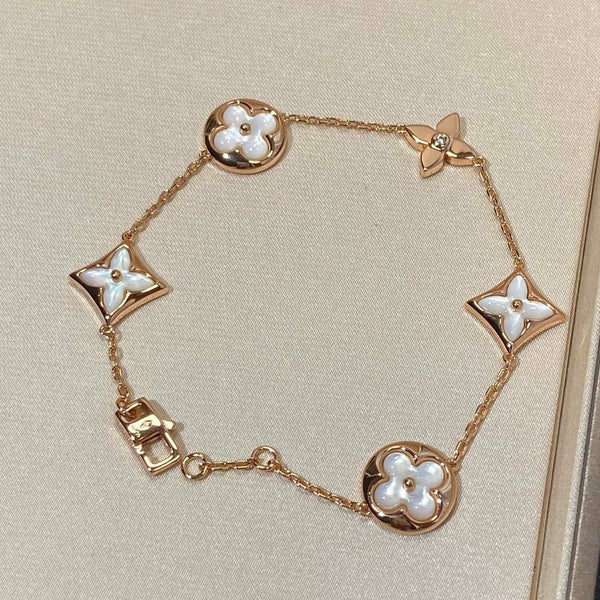 <MAGIC>STAR AND SUN 5 MOTIF MOP PINK GOLD BRACELET