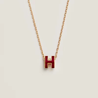 <MAGIC>HM CLIC RED ENAMEL GOLD NECKLACE