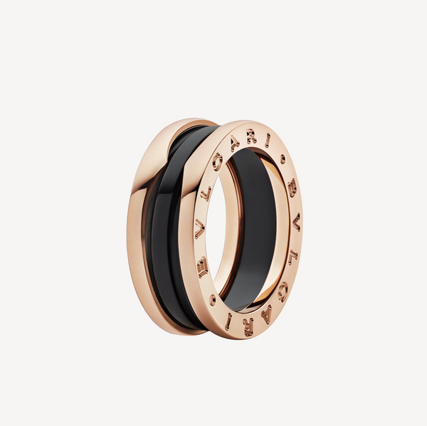 <MAGIC>ZERO 1 TWO-BAND LOOPS AND BLACK CERAMIC PINK GOLD RING