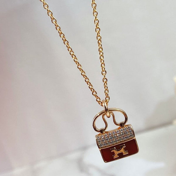 <MAGIC>CONSTANCE RED PEDANT PINK GOLD NECKLACE