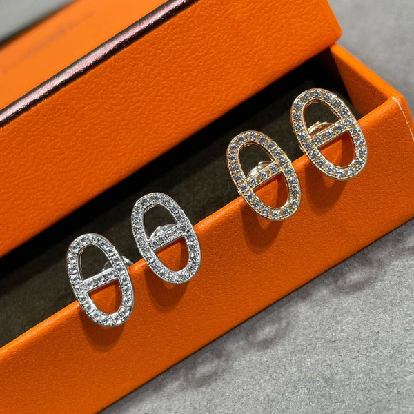 <MAGIC>HM FULL DIAMOND PIG NOSE STUD EARRINGS