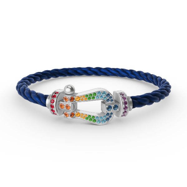 <MAGIC>FORC LARGE HORSESHOE  COLORED DIAMOND BRACELET SILVER